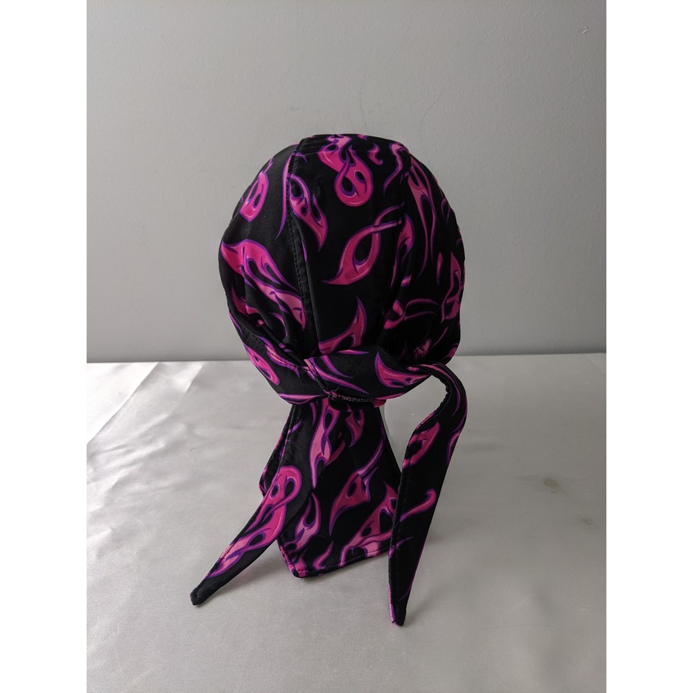 Harley-Davidson Womens Pink Purple Flame Headwrap Biker Skull Cap Do-Rag OSFA - Picture 3 of 6